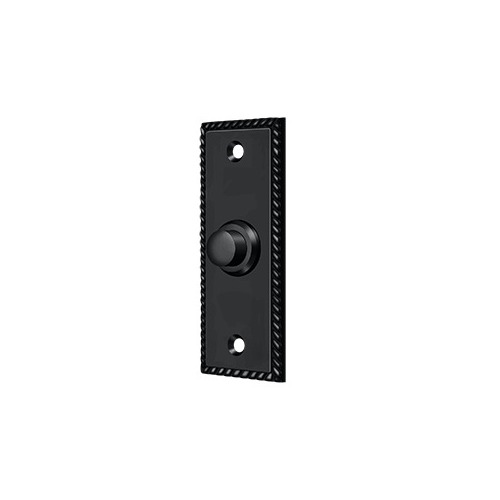 Deltana BBSR333U19 Bell Button, Rectangular with Rope Pattern in Paint Black