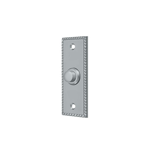 Bell Button, Rectangular with Rope Pattern in Brushed Chrome