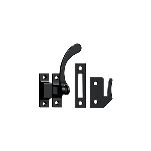 Window Lock, Casement Fastener, Reversible, 4-1/2" in Paint Black