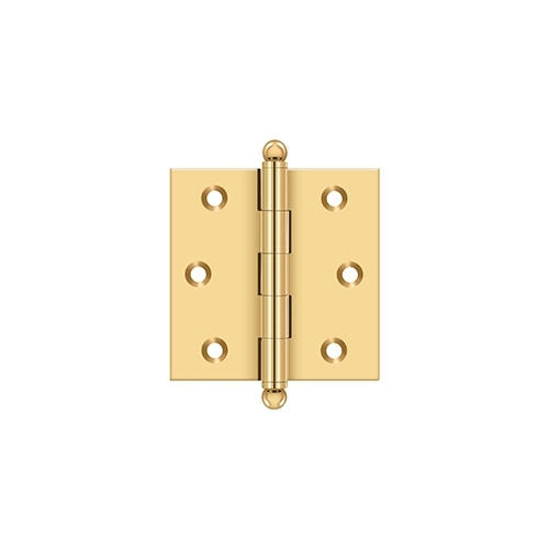 2-1/2" x 2-1/2" Hinge, w/ Ball Tips in PVD Polished Brass Pair