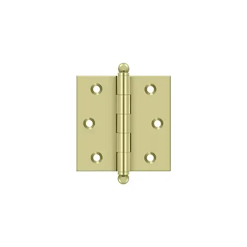 2-1/2" Height X 2-1/2" Width Full Inset Cabinet Butt Hinge With Ball Unlacquered Brass Pair