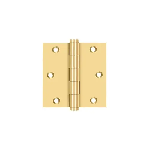 3-1/2" x 3-1/2" Square Hinge, Residential in PVD Polished Brass Pair