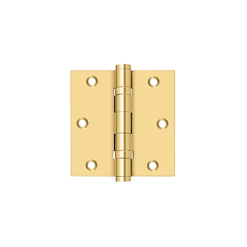 3-1/2" x 3-1/2" Square Hinge, Ball Bearings in PVD Polished Brass Pair