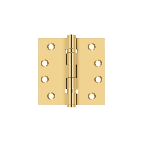 4" x 4" Square Hinges, Ball Bearings in PVD Polished Brass Pair