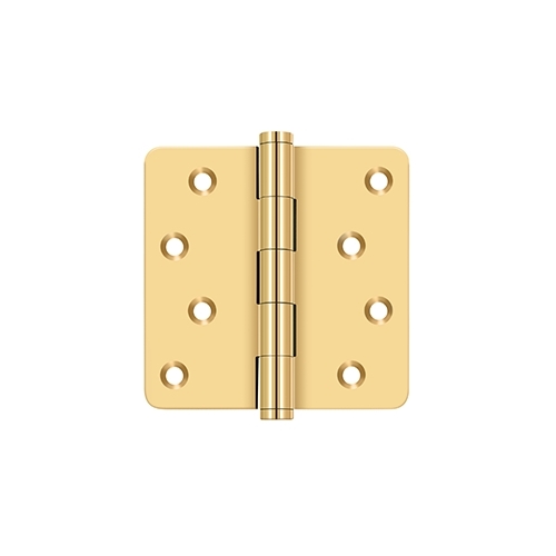 4" x 4" x 1/4" Radius Hinges / Zig-Zag in PVD Polished Brass Pair