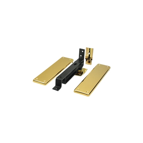3-3/4" Height X 9-1/4" Width Plain Bearing Surface Mount Double Action Floor Hinge Lifetime Polished Brass
