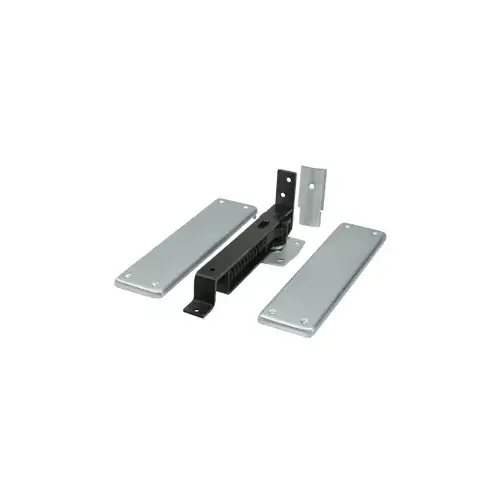 Spring Hinge, Double Action w/ Solid Brass Cover Plates in Brushed Chrome