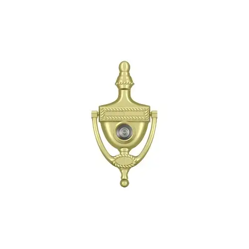 Door Knocker-Viewer, Victorian Rope in Polished Brass