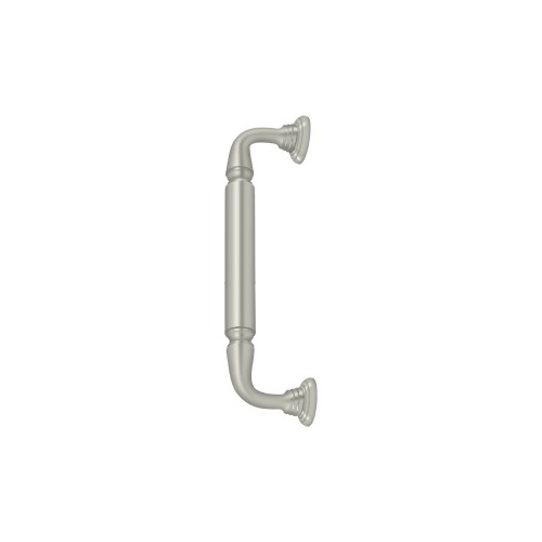 10" Center To Center Traditional Style Surface Mount Door Pull With Rosette Brushed Nickel