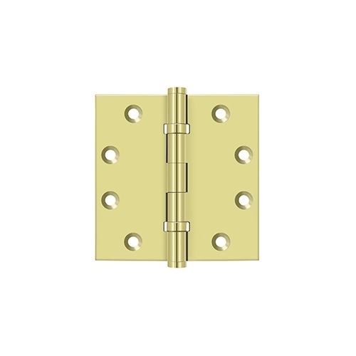 4-1/2" x 4-1/2" Square Hinges, Ball Bearings in Polished Brass Pair