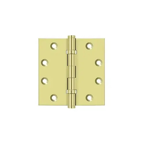 4-1/2" x 4-1/2" Square Hinges, Ball Bearings in Polished Brass Pair