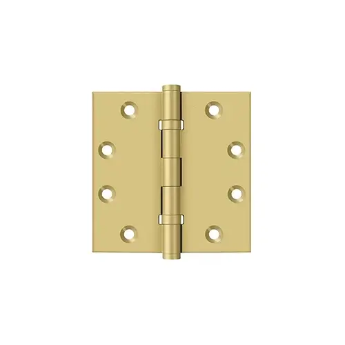 4-1/2" x 4-1/2" Square Hinges, Ball Bearings in Brushed Brass Pair