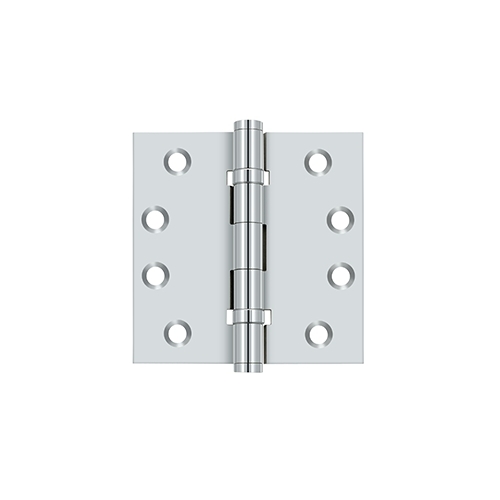 4" x 4" Square Hinges, Ball Bearings in Polished Chrome Pair