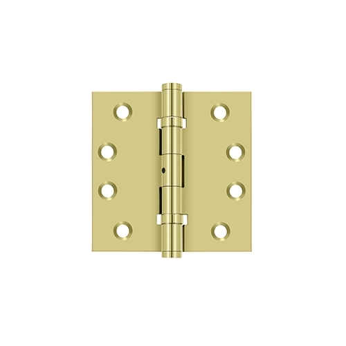 4" x 4" Square Hinges, Ball Bearings in Polished Brass Pair