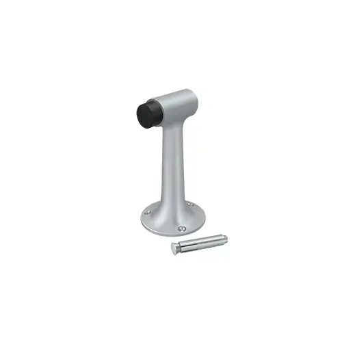 6" Height Floor Mount Door Stop With Rubber Bumper Brushed Chrome