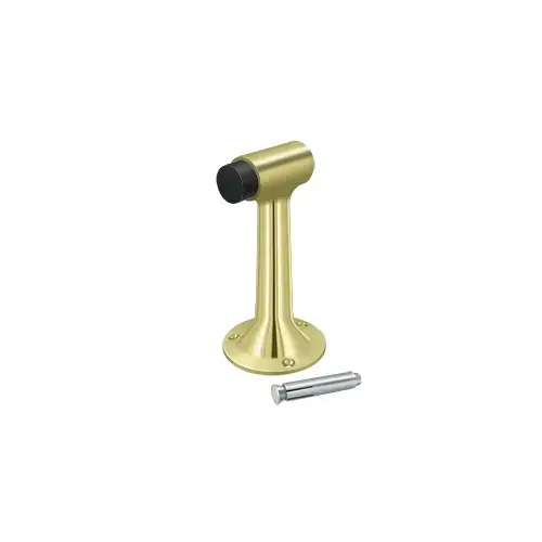 6" Height Floor Mount Door Stop With Rubber Bumper Polished Brass