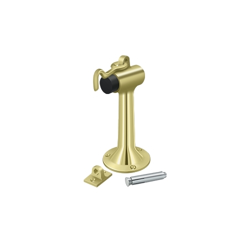 Floor Mount, 6" Bumper w/ Hook in Polished Brass