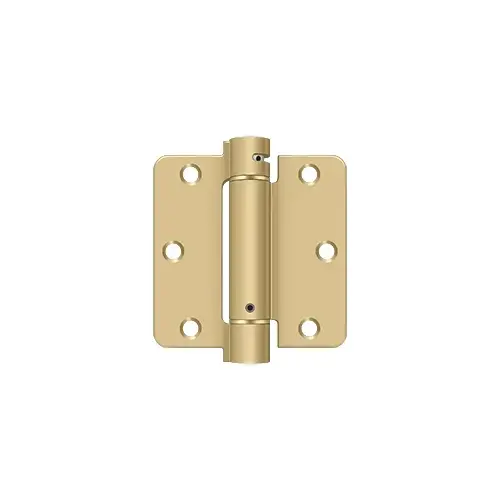3-1/2" x 3-1/2" x 1/4" Spring Hinge in Brushed Brass