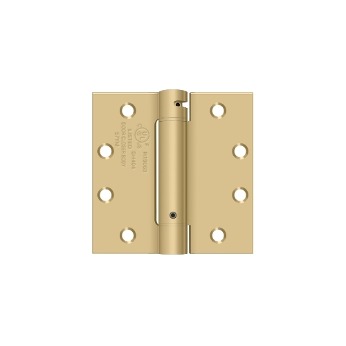 Deltana DSH45U4 4-1/2" x 4-1/2" Spring Hinge, UL Listed in Brushed Brass