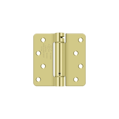 1/4" Radius UL Listed Square Corner Mortise Spring Hinge Radius Corner Polished Brass - pack of 10