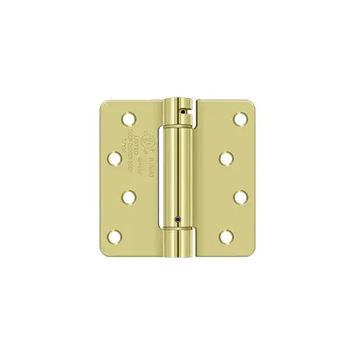 4" x 4" x 1/4" Spring Hinge, UL Listed in Polished Brass