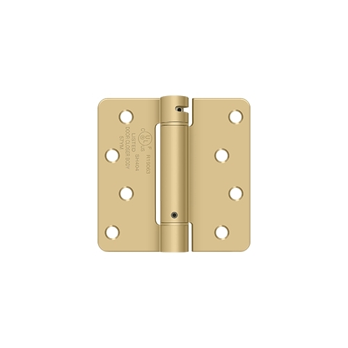Deltana DSH4R44 4" x 4" x 1/4" Spring Hinge, UL Listed in Brushed Brass