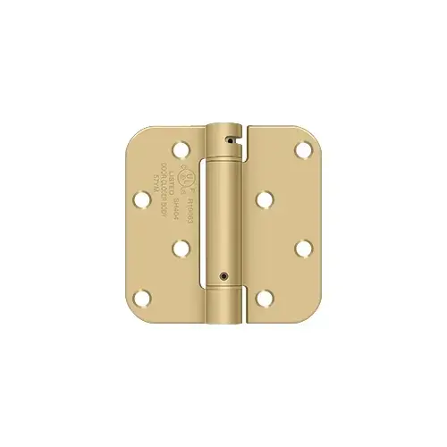 4" x 4" x 5/8" Spring Hinge Benchmark, UL Listed in Brushed Brass