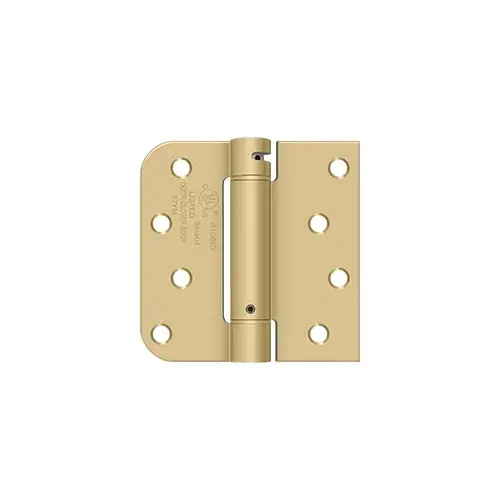 4" x 4" x 5/8" x SQ Spring Hinge, UL Listed in Brushed Brass
