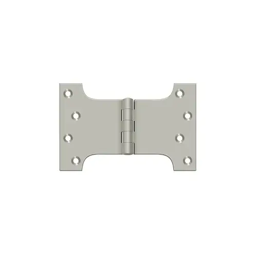 4" Height X 6" Width Square Corner Plain Bearing Mortise Parliament Hinge Satin Nickel Pair