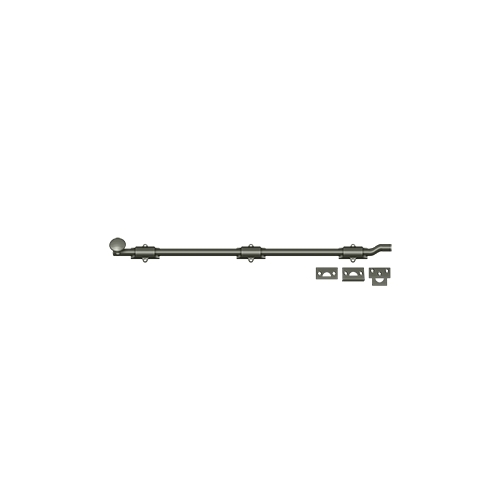 26" Length HD Surface Door Bolt With Offset Antique Nickel