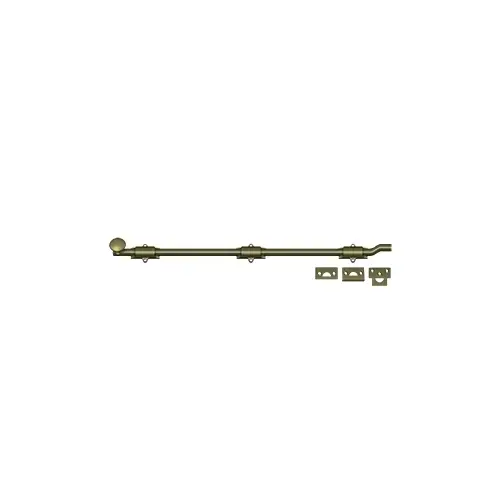 26" Length HD Surface Door Bolt With Offset Antique Brass