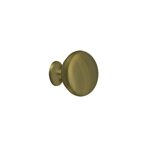 1-1/4" Diameter Mushroom Cabinet Knob Plain Antique Brass