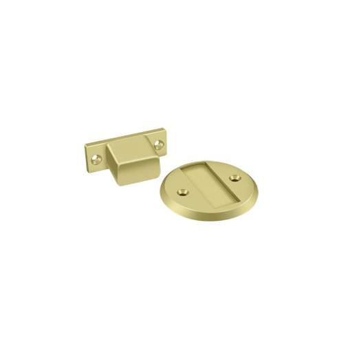 Magnetic Door Holder Flush 2-1/2" Diameter in Polished Brass