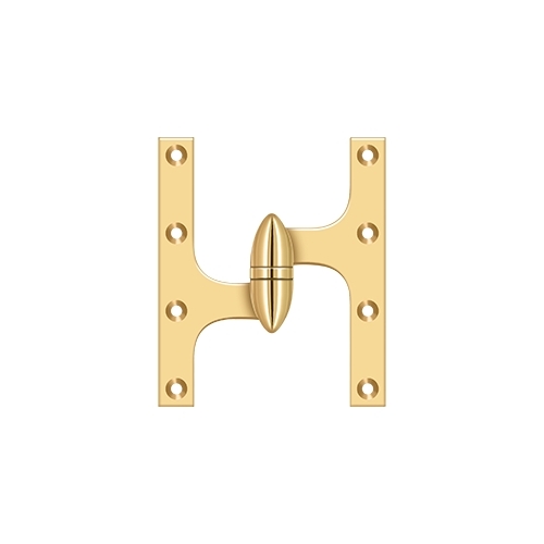 6" Height X 5" Width Olive Knuckle Door Hinge With Ball Bearing Left Hand Lifetime Polished Brass