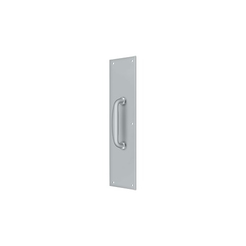 Push Plate w/ Handle 3-1/2" x 15 " - Handle 5-1/4" in Brushed Chrome