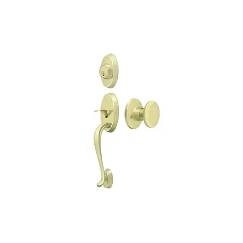 Port Royal Riversdale Handleset With Flat Round Knob Entry Polished Brass