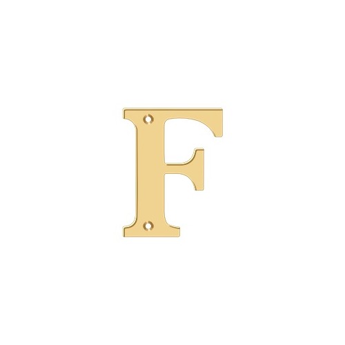 Residential House Letter F Lifetime Polished Brass 4"