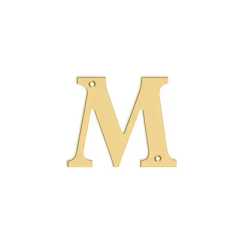 4" Height Residential House Letter Letter M Lifetime Polished Brass