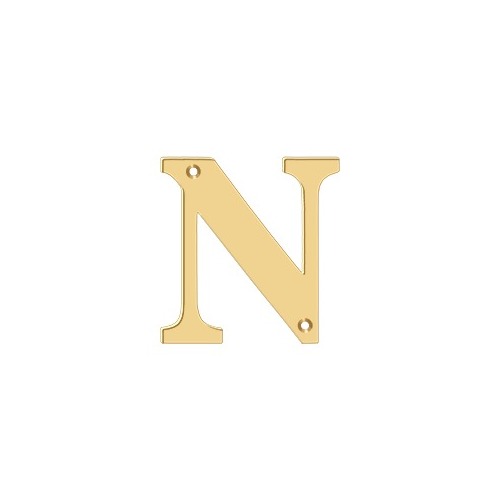 4" Height Residential House Letter Letter N Lifetime Polished Brass