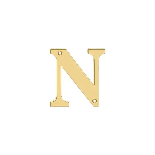 4" Height Residential House Letter Letter N Lifetime Polished Brass - pack of 10