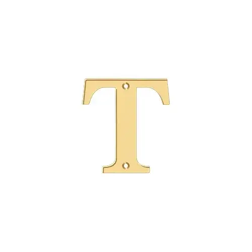 4" Height Residential House Letter Letter T Lifetime Polished Brass