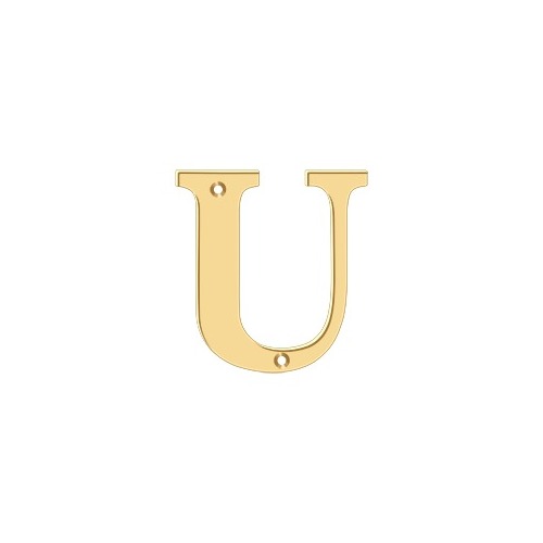 4" Height Residential House Letter Letter U Lifetime Polished Brass