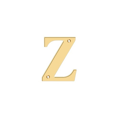 4" Height Residential House Letter Letter Z Lifetime Polished Brass