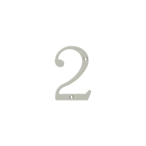 4" Height Residential House Number Number 2 Satin Nickel