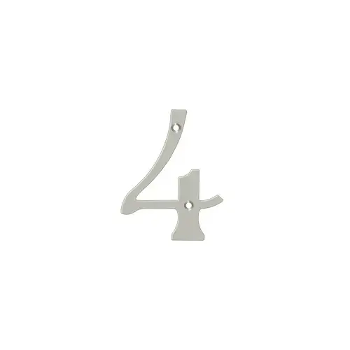 4" Height Residential House Number Number 4 Satin Nickel