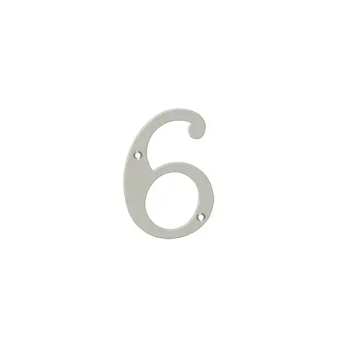 4" Height Residential House Number Number 6 Satin Nickel