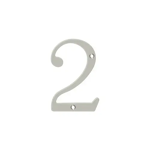 6" Height Residential House Number Number 2 Satin Nickel