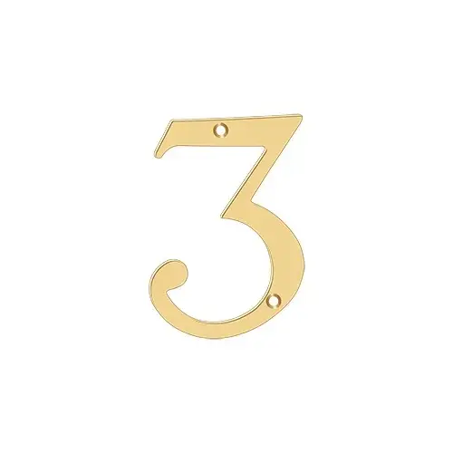 6" Numbers; Solid Brass; Lifetime Brass Finish