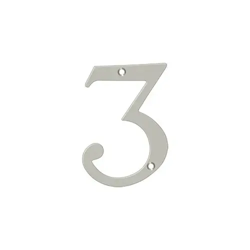 6" Height Residential House Number Number 3 Satin Nickel