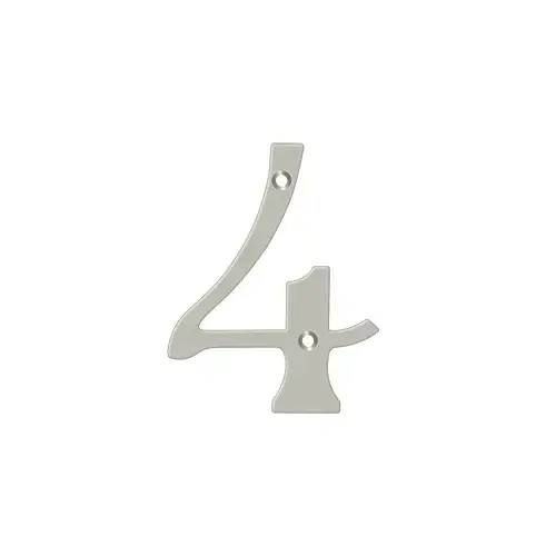 6" Height Residential House Number Number 4 Satin Nickel